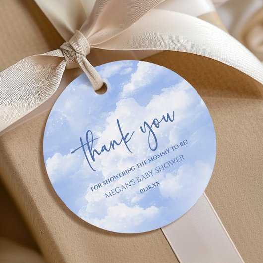 我々は雲の9青い赤ちゃんシャワー上にある フェイバータグ