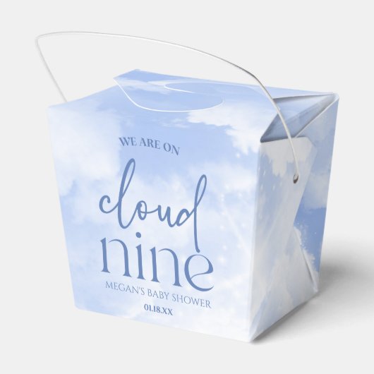 我々は雲の9青い赤ちゃんシャワー上にある フェイバーボックス (裏面サイド)