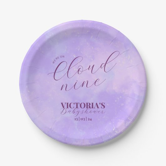 我々は雲九赤ちゃんシャワーを浴びている ペーパープレート (正面)