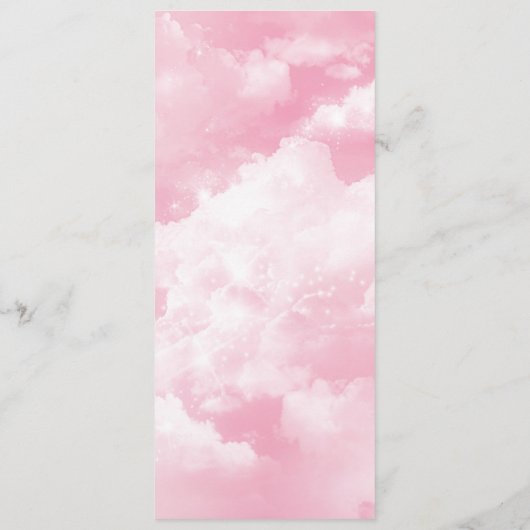 我々は雲9ピンクの赤ちゃんシャワー食品メニュー上にある メニュー (裏面)