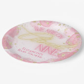 我々は雲9ピンクの金ゴールド女の子の赤ちゃんシャワー上にある ペーパープレート (アングル)