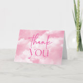 我々は雲9ピンクの雲の赤ちゃんシャワー上にある サンキューカード (正面)