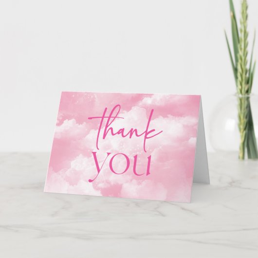 我々は雲9ピンクの雲の赤ちゃんシャワー上にある サンキューカード (正面)