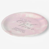 我々は雲9ピンクの雲の赤ちゃんシャワー上にある ペーパープレート (アングル)