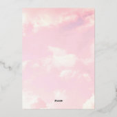我々は雲9ピンクの雲の赤ちゃんシャワー上にある 箔招待状 (裏面)