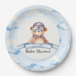 我々は雲9人のヴィンテージの男の子ベビーベイビーシャワー上にある ペーパープレート