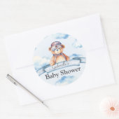 我々は雲9人のヴィンテージの男の子ベビーベイビーシャワー上にある ラウンドシール (封筒)