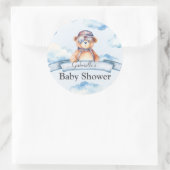 我々は雲9人のヴィンテージの男の子ベビーベイビーシャワー上にある ラウンドシール (バッグ)