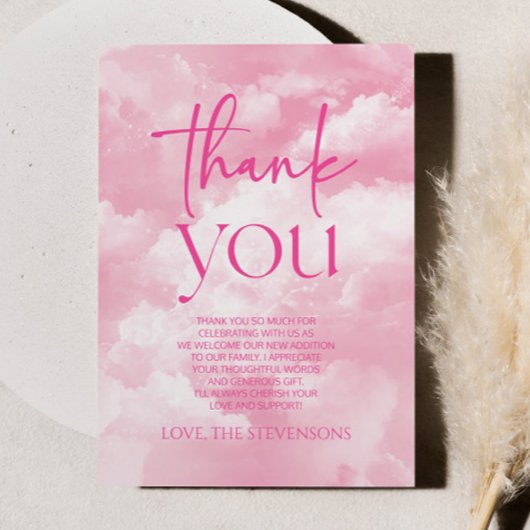 我々は雲9輝く雲の赤ちゃんシャワー上にある サンキューカード