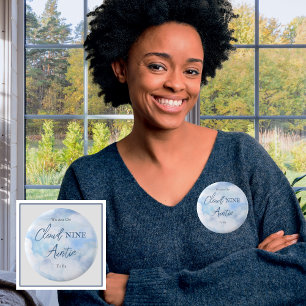 我々は雲9青い少年の赤ちゃんシャワー叔母の上にある 缶バッジ