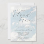 我々は雲9青い雲の赤ちゃんシャワー上にある 招待状 (正面)