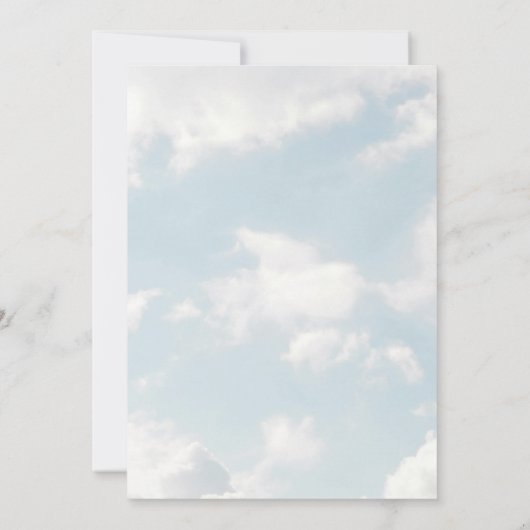 我々は雲9青い雲の赤ちゃんシャワー上にある 招待状 (裏面)