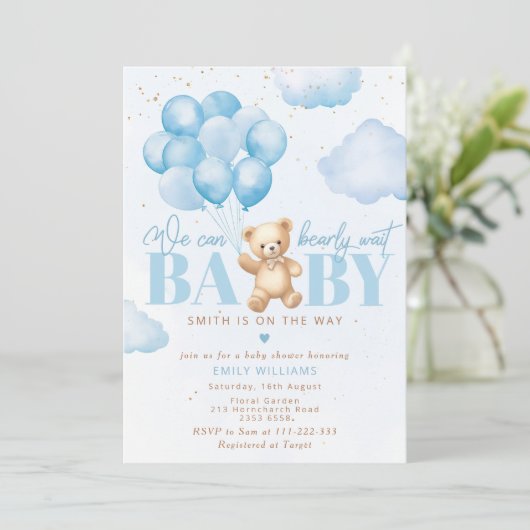 我々は青いテディベア気球を待つことができる 招待状 (スタンド正面)