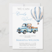 我々は青いテディ赤素朴ちゃんシャワーを待つことができる 招待状 (正面)