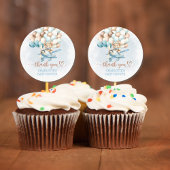 我々は青いバルーン赤ちゃんシャワーを待つことができる ラウンドシール