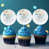 我々は青いバルーン赤ちゃんシャワーを待つことができる ラウンドシール