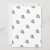 我々は青いベビーシャワー招待状を待つ 招待状 (裏面)