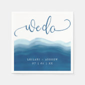 我々は青い水の色の波結婚の スタンダードカクテルナプキン (正面)