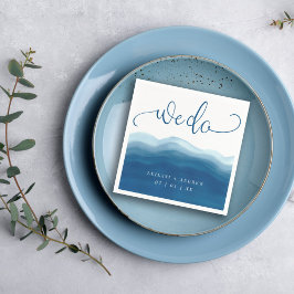 我々は青い水の色の波結婚の スタンダードカクテルナプキン