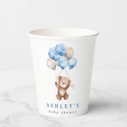 我々は青い男の子のベビーシャワーを待つことができる 紙コップ (正面)