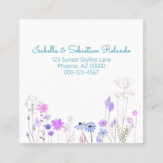 我々は青い窓を咲かせる花箱のカスタム スクエア名刺 (裏面)