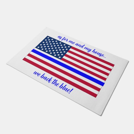 我々は青い警察の法執行機関を支持する ドアマット (アングル)