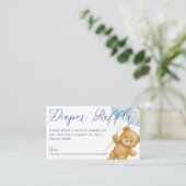 我々は青い赤ちゃんシャワーおむつラッフルを待つことができる エンクロージャーカード (スタンド正面)