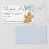 我々は青い赤ちゃんシャワーおむつラッフルを待つことができる エンクロージャーカード (正面/裏面)