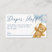 我々は青い赤ちゃんシャワーおむつラッフルを待つことができる エンクロージャーカード (正面)