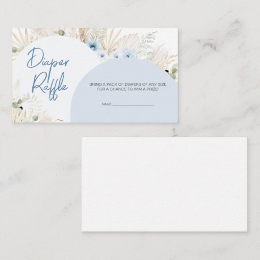 我々は青い赤ちゃんシャワーおむつラッフルを待つことができる エンクロージャーカード (正面/裏面)