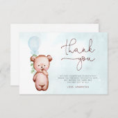 我々は青い赤ちゃんシャワーサンキューカードを待つことができる サンキューカード (正面/裏面)
