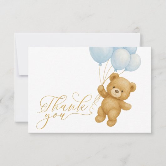 我々は青い赤ちゃんシャワーサンキューカードを待つことができる 招待状 (正面)