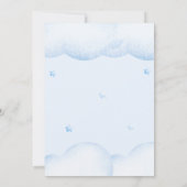 我々は青い赤ちゃんシャワー招待状を待つ 招待状 (裏面)