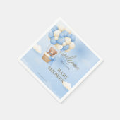 我々は青テディベア赤ちゃんシャワーを待つことができる スタンダードカクテルナプキン (角)