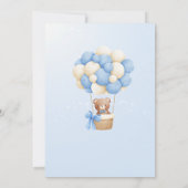 我々は青テディベア赤ちゃんシャワーを待つことができる 招待状 (裏面)