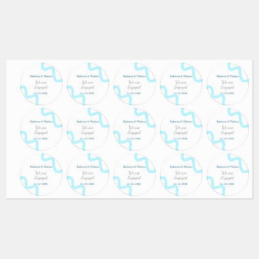 我々は青婚約した灰色の水彩螺旋であるスタイリッシュ ラベル (シート)