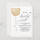 我々は非常に茶色のバルーン赤ちゃんシャワーを待つことができる 招待状 (正面)