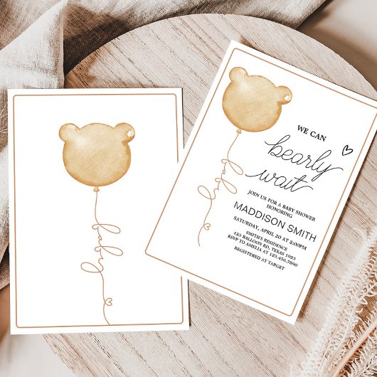 我々は非常に茶色のバルーン赤ちゃんシャワーを待つことができる 招待状