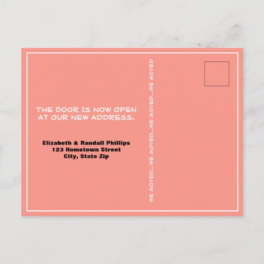 我々は風化素朴した木材サイディングコーラルドアを移動 ポストカード (裏面)