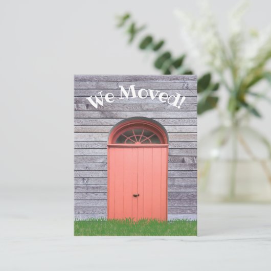 我々は風化素朴した木材サイディングコーラルドアを移動 ポストカード (スタンド正面)