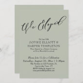 我々は駆け落ちエレガントしたシンプル・セージ・グリーンお祝い 招待状 (正面/裏面)