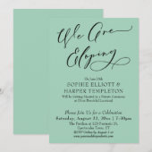 我々は駆け落ちシンプル中Light Greenお祝い 招待状 (正面/裏面)