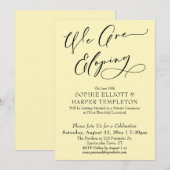 我々は駆け落ち、黄色シンプルの淡い色のお祝い 招待状 (正面/裏面)