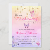 我々は魅惑の紫の蝶の赤ちゃんシャワー 招待状 (正面)