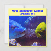 我々は魚のクルーズ船のドアマグネットのように飲む マグネット招待状 (正面)