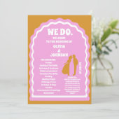 我々は黄色レトロ結婚アーチのサービスの順序 プログラム (スタンド正面)