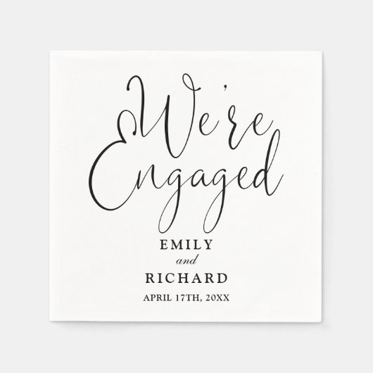 我々は黒婚約した白婚約パーティ スタンダードカクテルナプキン (正面)