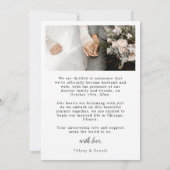 我々は2つのフォトスクリプト結婚の発表を逃れた サンキューカード (裏面)