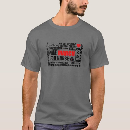 我々は2022年3月ナース百万ナースのために行進 Tシャツ (正面)