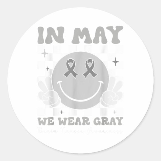 我々は5月に灰色の脳がん衣服Groovyを認識度 ラウンドシール (正面)